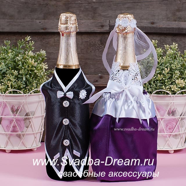 Украшение шампанского на свадьбу | Костюмы на шампанское на заказ в интернет-магазине Прокреатиф
