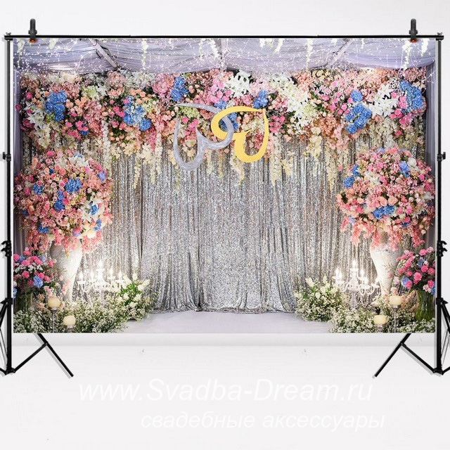 Баннер на свадьбу «Цветы в серебре»